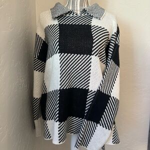 DKNY Black and White Patterned Women's Sweater